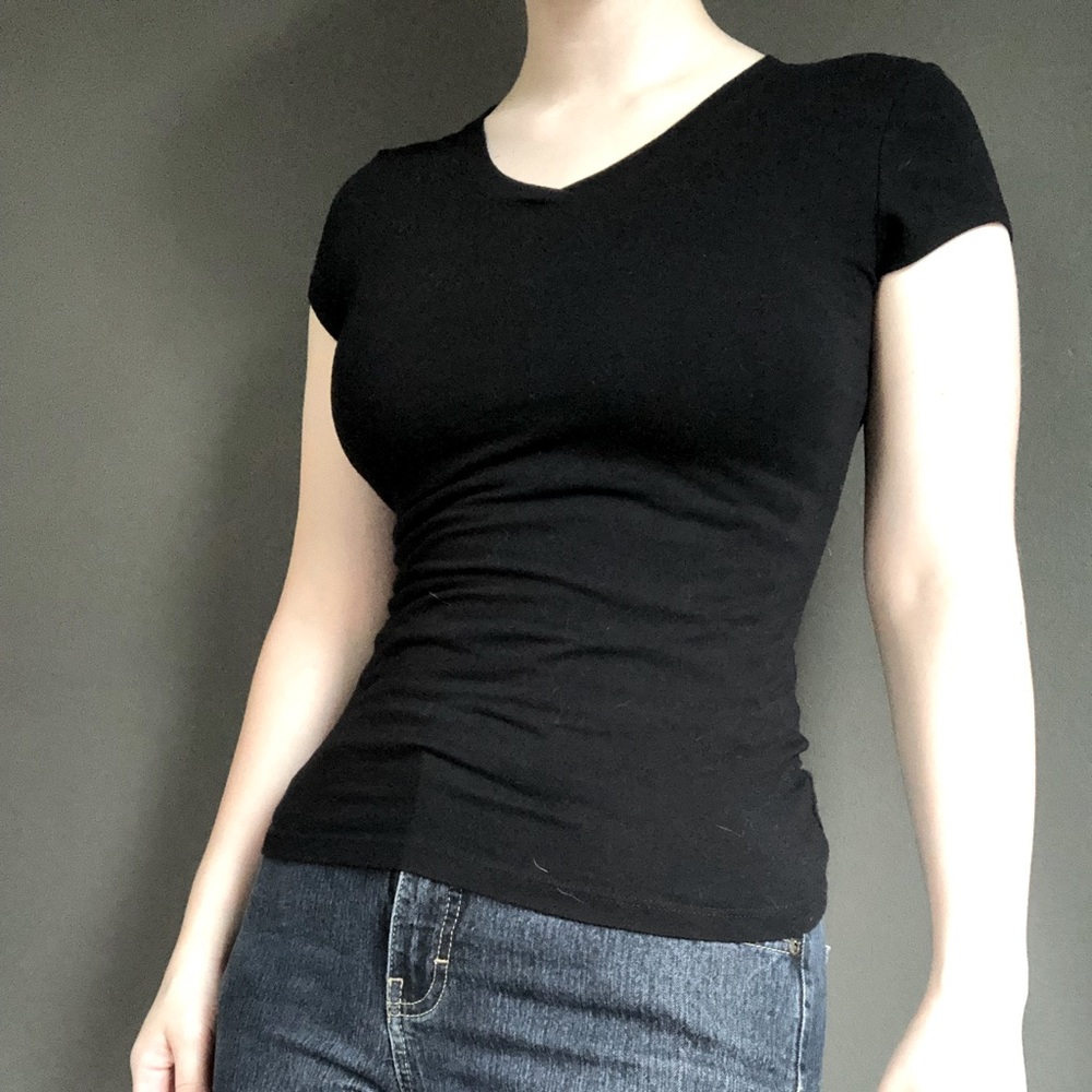 95% cotton black shirt, size small